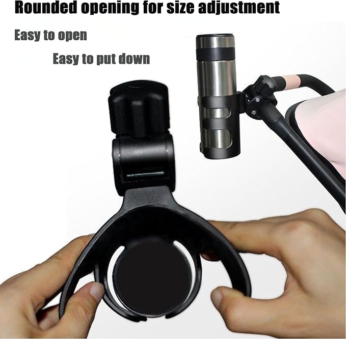 PandaEar Stroller Cup Holder, Universal Cup Holder, Bike Cup Holder Durable, Easy to Install for Stroller, Bike, Wheelchair, Walker, Scooter (Black)