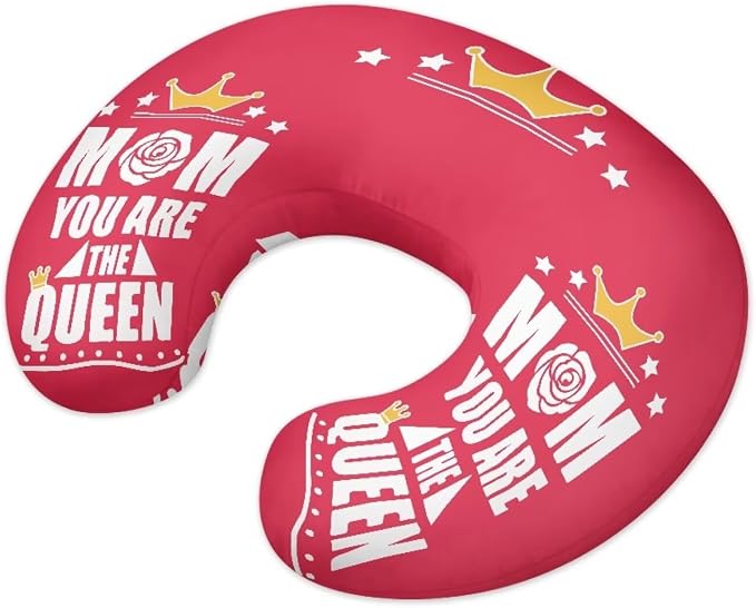 Red Nursing Pillow Covers Reversible and Soft Feeding Pillow Slipcover Fits Standard Infant Nursing Pillow or Positioner for Boy and Girl,Mom You are The Queen (Cover Only)