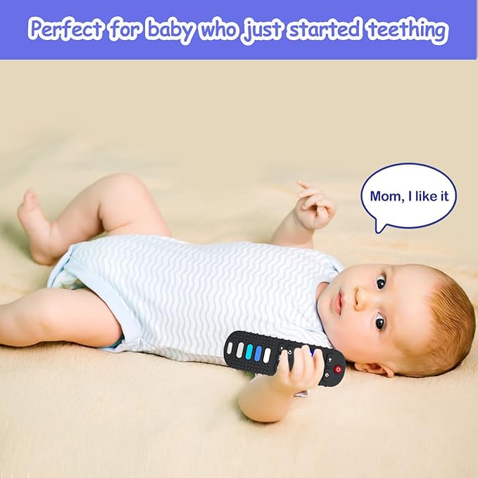ROBBEAR Baby Teething Toys, Food Grade Silicone Teether for Babies 3 6 12 18 Months, TV Remote Shape Toddlers Chew Toys, Freezer BPA Free (Pink RC)