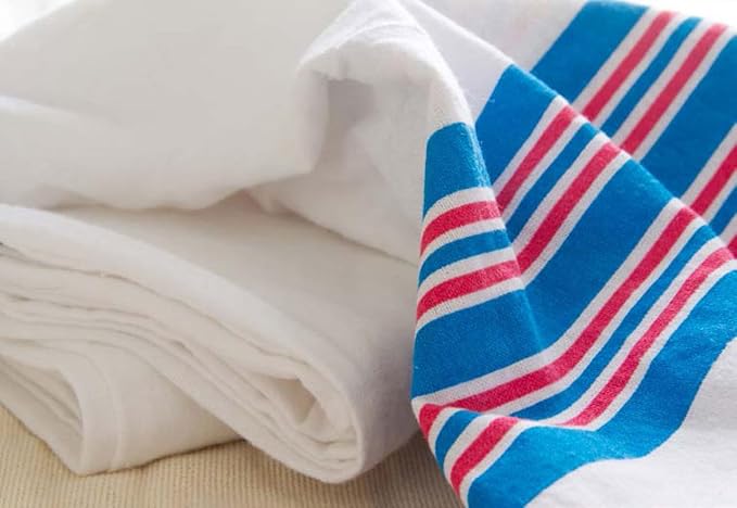 PILL THING Baby Hospital Receiving Swaddle Blankets for Newborn Babies - Original Baby Footprint Design Breathable 100% Cotton - Durable Hospital Quality - Generous Size- (Striped, Pack of 6)