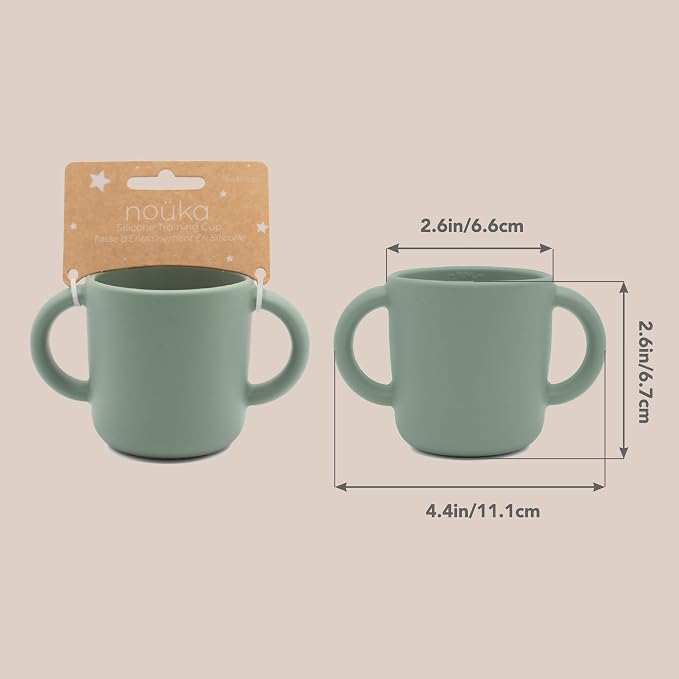 nouka Mini Training Cup | 100% Food-Grade Silicone | Easy Grip Double Handles For Tiny Hands | Dishwasher Friendly | Lily Blue | Size 5 Oz