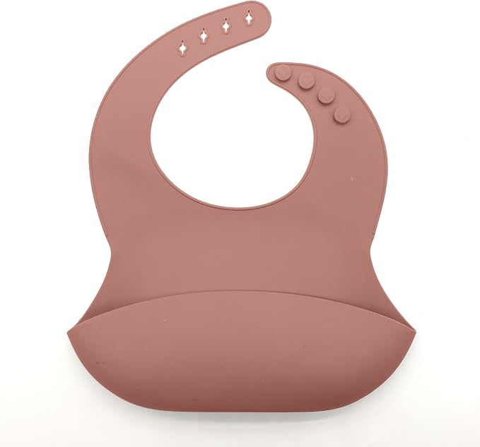 Silicone Baby Feeding Set, Toddler Feeding Set With Divided Suction Plate Bowl Spoons Forks Sippy Cup Adjustable Bib Non Slip Mat, Baby Eating Utensils, Bear Shape, 7-Piece, (Dark Pink)