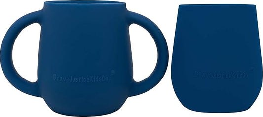 | Teenie Tiny™ Silicone Developmental Baby-Led Weaning Drinking Cups (2 pack) (Blue Fusion)