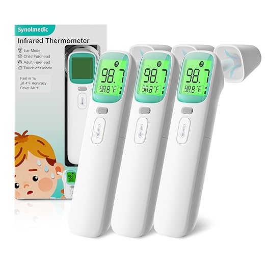 Thermometer, Accurate Digital Baby Thermometer with Fever Alarm, Infrared Thermometer for Ear, Forehead & Touchless, Thermometer for Adults & Kids-3Packs