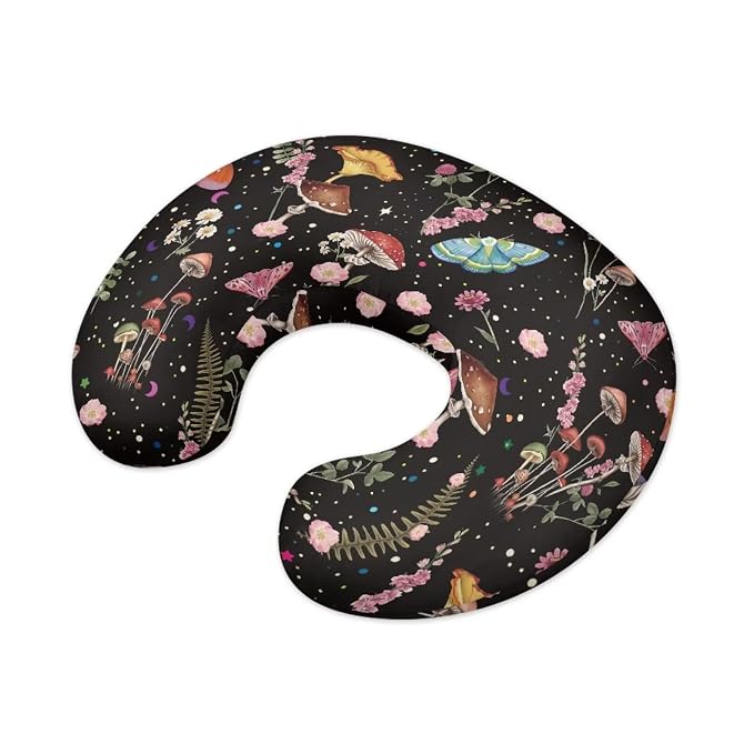 Mushroom Moth Nursing Pillow Cover, Ultra Soft Comfortable Breastfeeding Pillow Slipcover Fits for Nursing Pillow for Baby Boys and Girls