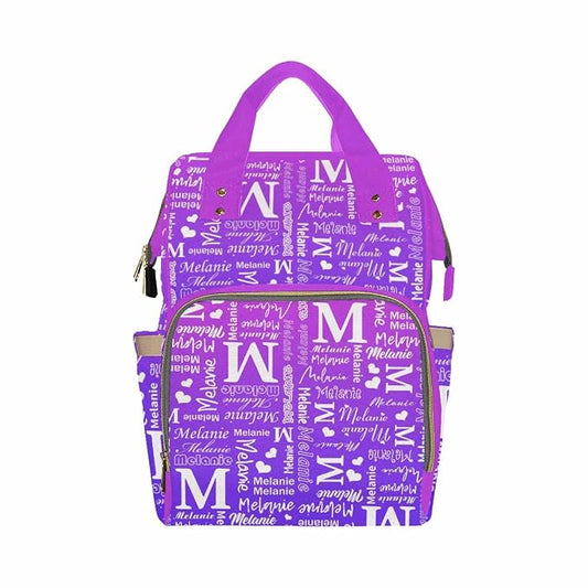 InterestPrint Custom Signature Diaper Bag - Personalized Purple Gradient Nursing Backpack with Name Customized Mummy Nappy Bag for Mom Dad