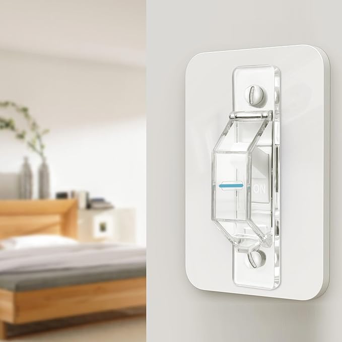 2 Pack Light Switch Cover Guard,Wall Light Switch Lock With Glow In The Dark Effect, Child Proof Wall Switch Cover Keeps Lights or Switches from Being Accidentally Turned ON or OFF （Clear)