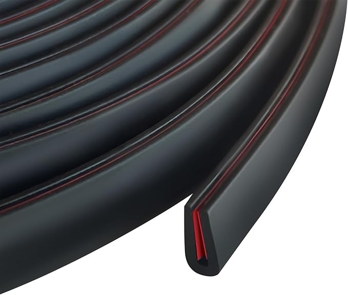 Edge Trim, 1/16" Rubber Edge Trim, Flexible Self Adhesive U Channel Edge Guards, Edge Protector for Sharp Edge, Sheet Metal and Car Doors, Peel and Stick Auto Door Guard, Black Color, 10Ft