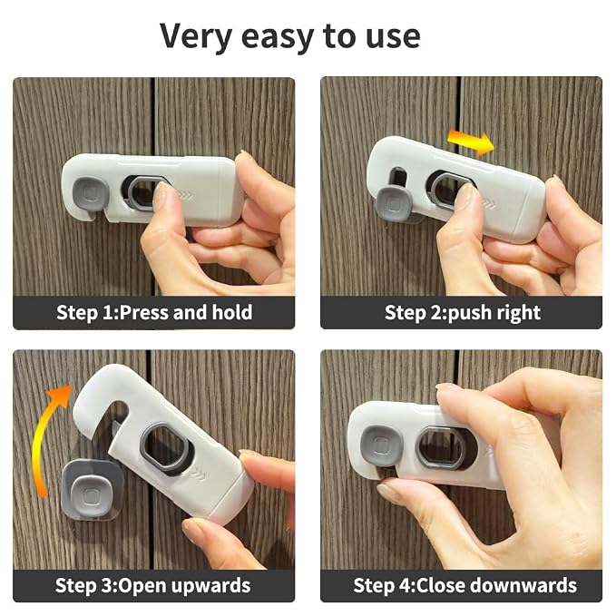 5Pack Child Proof Refrigerator Lock, Fridge Locks for Kids,with Adhesive,Child Safety Locks for Doors, RV Refrigerator, Oven Lock Child Safety Baby Cabinet Locks (Dark Gray, 5 Count (Pack of 1))