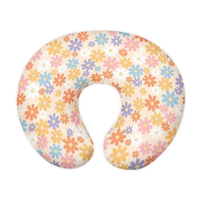 Cartoon Hippie Flower Nursing Pillow Cover for Baby Boy Girl Breastfeeding Nursing Pillow Slipcovers Super Soft Breathable and Washable