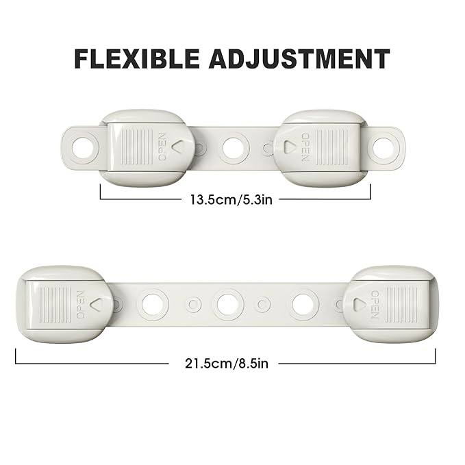 5 Pack Child Proof Refrigerator Lock, QYESWHSR Fridge Locks for Kids with Sticky Adhesive Pads, Child Safety Locks for Doors, RV Refrigerator, Oven Lock Child Safety Baby Cabinet Locks (Oven-Gray)