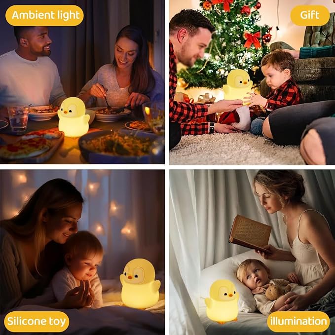 Novelty Soft Penguin Silicone Night Light for Kids Room, Rechargeable Nursery Sleeping Nightlights, 2 Level Lighting Mode Table Lamp for Breastfeeding Toddler Decoration Kids Gifts