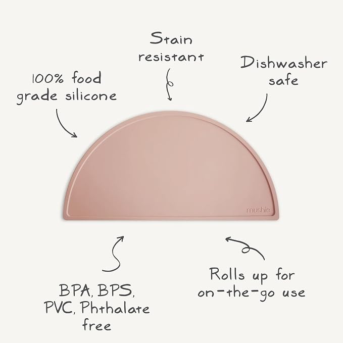 mushie Silicone Placemat for Kids | BPA-Free Non-Slip Design (Powder Pink Confetti)