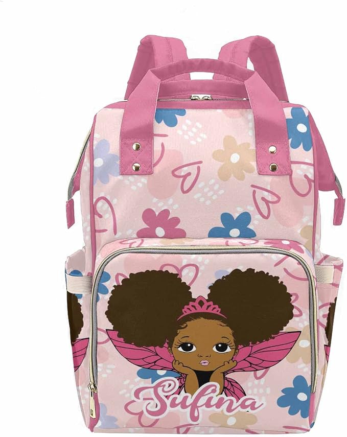 M YESCUSTOM Large Capacity Custom Multi-Function Mommy Bag Custom Flower & Love Heart Diaper Bag Unisex Travel for Mom Dad