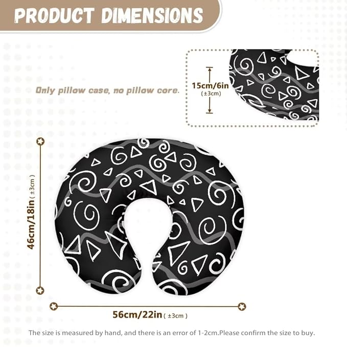 Geometric Patterns Lightweight Breathable Pillow Cover for Infant Snug, Stretchy Neutral Breastfeeding Pillow Cover for Breastfeeding Moms in Home Or Car