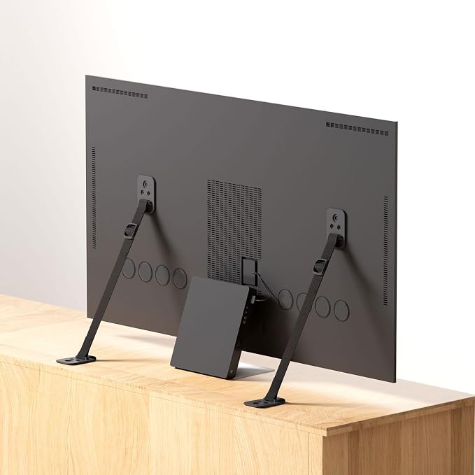 Yeya TV Safety Straps Long, No-Drill Anti-Tip Furniture Anchors for Flat Screen, Adjustable Wall Mount Straps from 1.5" to 25" Black 4 Pack | Long, Anti-Tip Furniture Anchors, For Flat Screen, Adjustable Wall Mount Straps, 1.5" to 25"