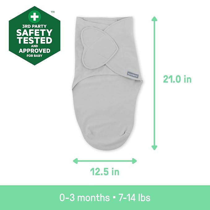 SwaddleMe by Ingenuity Monogram Collection Baby Swaddle, 100% Cotton, Improves Sleep & Calms Startle Reflex, 0-3 Months, Pocket Fold Design for Easy Changes, 1.0 TOG, 3-Pack - Dino Mite