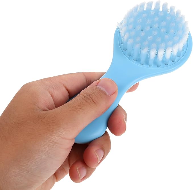 HEMOTON Hair Brush and Comb Grooming Set for Infants Soft Bristle Cradle Cap Brush with Blue Handle Gentle Bath and Comb Kit for Boys