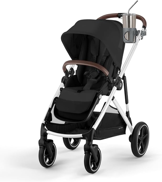 New Cup Holder Compatible with Cybex Stroller. A Solid Super Secure Fit. 360 Degrees. Anti-Shake Spill Resistant. (Gray)