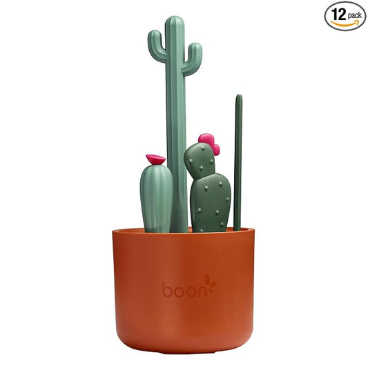 Boon Cacti Bottle Cleaning Brush Set,Terracotta,4 Piece Set,(Pack of 12)