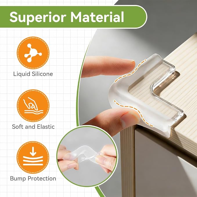 SAFELON 8 Pcs Childproof Corner Protector, Baby Safety Table Corner Guard, Silicone Material Baby Proof Bumper Cushion