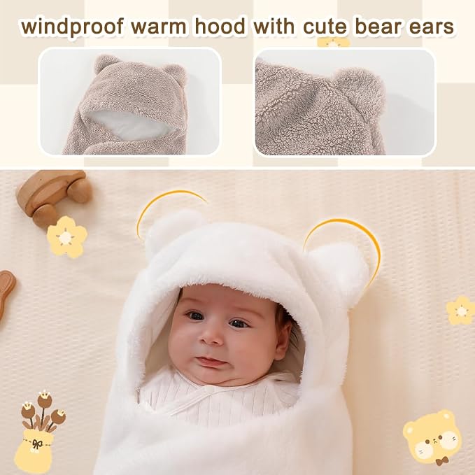 AiWMGL Baby Winter Fleece Swaddle Blanket 0-3 Months Boys Girls Warm Adjustable Newborn Swaddling Wrap Soft Plush Sleeping Sacks