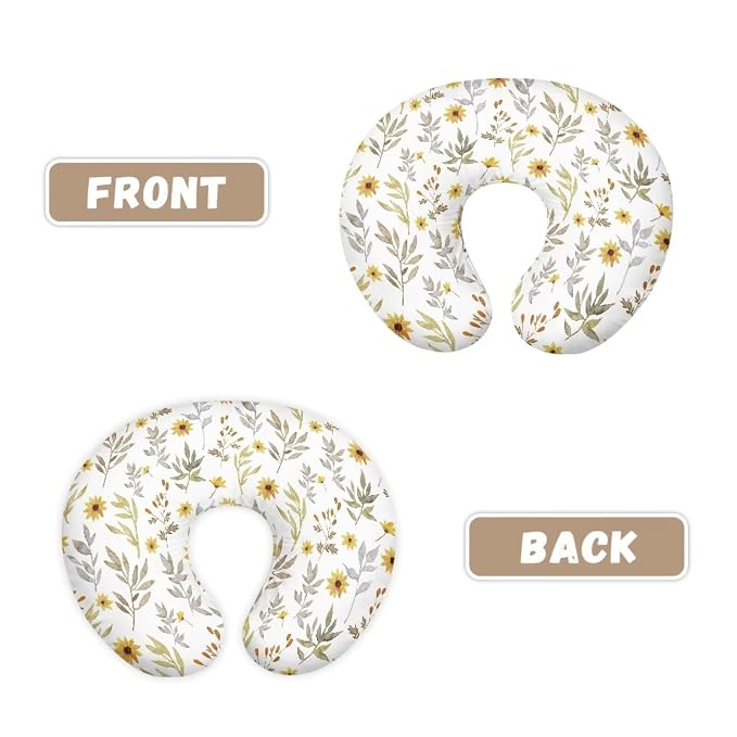 Sunflower Leaves Nursing Pillow Cover Breast Feeding Pillow Support Positioner Lounger Slipcover for Baby Boy Girl Newborn Infant