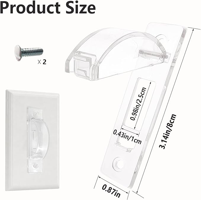 Light Switch Cover Guard – 2 Pack Clear Child Proof Wall Plate Cover, Prevents Accidental ON/OFF by Kids and Pets, Includes Screws, Fits Toggle & Rocker Switches (2, Clear)
