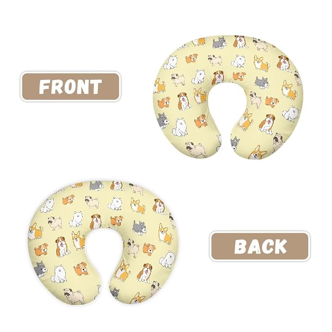 Cute Dog Baby Nursing Pillow Cover for Newborn, Stretchy Replaceable Pillow Cover Slipcover U-Shaped Breastfeeding Pillowcase Cushion Cover