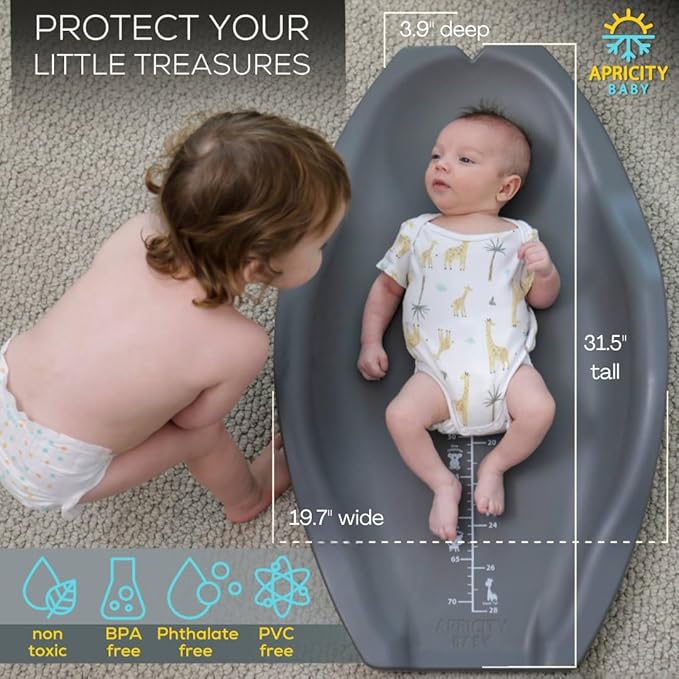 Apricity Baby Diaper Changing Pad ??Waterproof Wipe-Clean Foam Changing Mat with Raised Sides, Non-Slip Base & Portable Design, Extra-Large 31.5??× 19.7??for Newborn to Toddler (Grey)