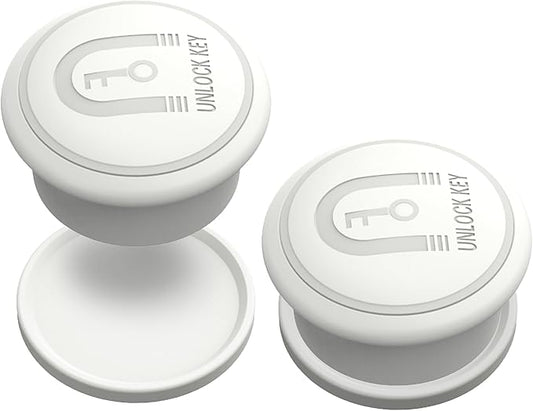 Magnetic Cabinet Locks Key, Extra Magnet(2 Pack), Universal Replacement Keys for Baby Safety Magnetic Drawer Locks or Latch, 2 Key Holders Included