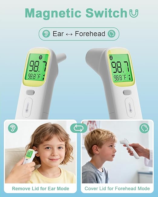 Ear Thermometer, Accurate Digital Baby Thermometer with Fever Alarm, Infrared Thermometer for Ear, Forehead & Touchless, Thermometer for Adults & Kids-Yellow 3packs