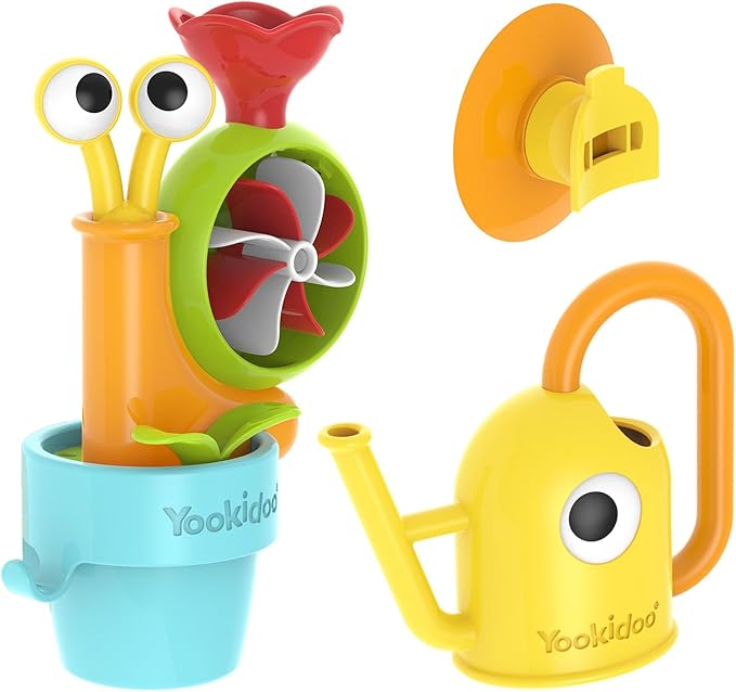 Yookidoo Toddler Baby Bath Toy (Ages 1-3) Pop-up Snail Sprinkler - Garden Adventure Set with Watering Can (Mold Free) Attach to Any Tub or Shower Fun for Bath time - Great for Boys,Girls,& Kids