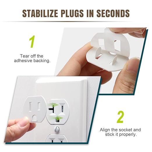 Lenink Loose Outlet Plug Fix, Glow in Dark, 12 Pack Plastic Snug Socket Secured, Outlet Tightener Insert, with Back Adhesive