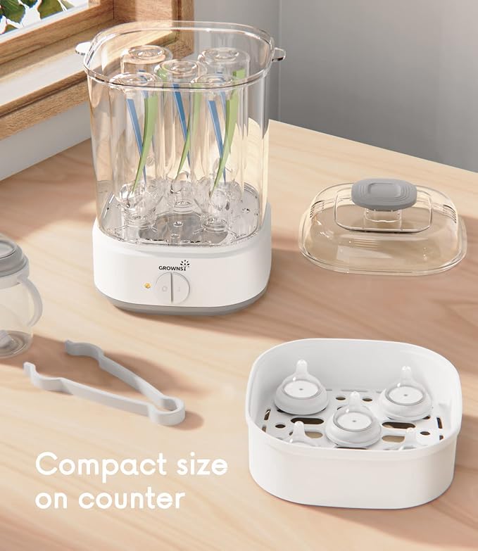 Bottle Sterilizer, Baby Bottle Steam Sterilizer, Electric Baby Bottle Sanitizer with Timer for Baby Bottles, Pacifiers, Pump Parts