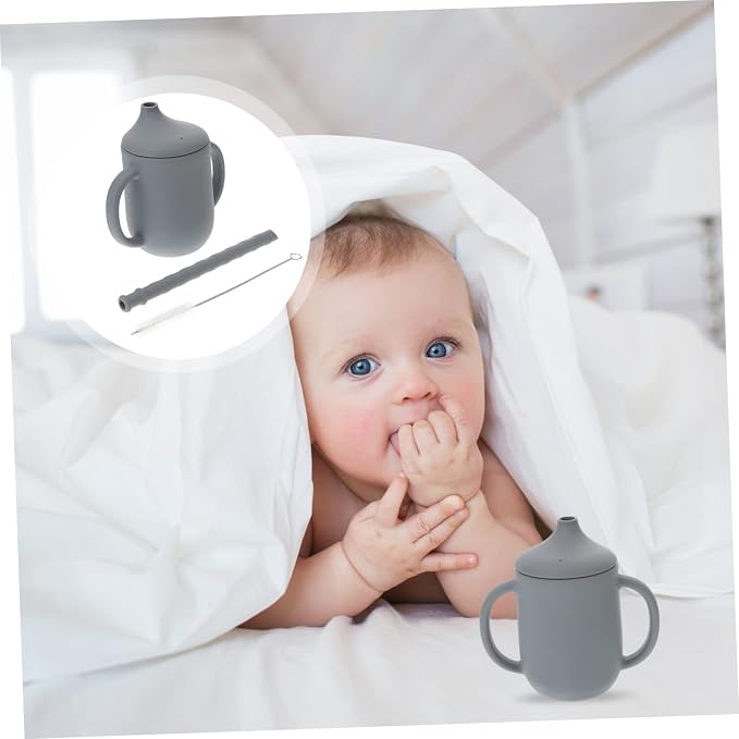 Silicone Sippy Cup for Durable Drop Straw Cup for Comfortable Grip Training Cup for Cold Hot Drinks for Independent Drinking Deep