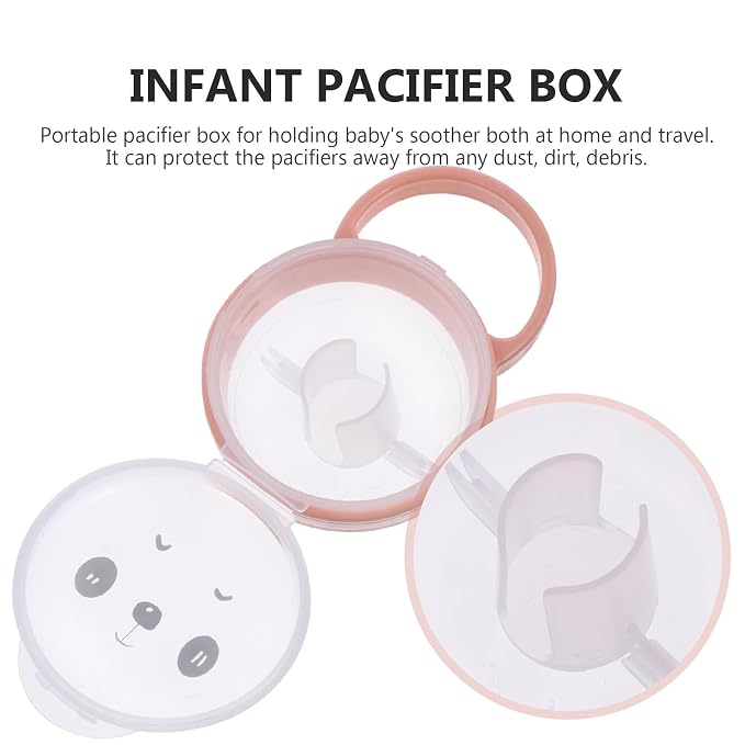Toddmomy 2pcs Storage Box with Handle, Cartoon Pacifier Holder Case for Infant, Portable Dustproof Protective Container for Travel and Daily Use