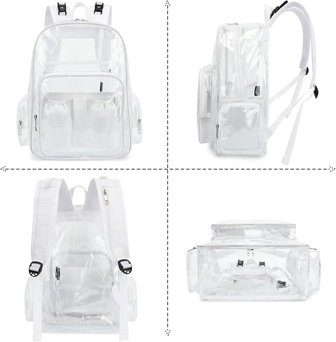 Clear Diaper Bag Backpack for Baby Girls Boys, Mom Nappy Changing Bags for Women (White)