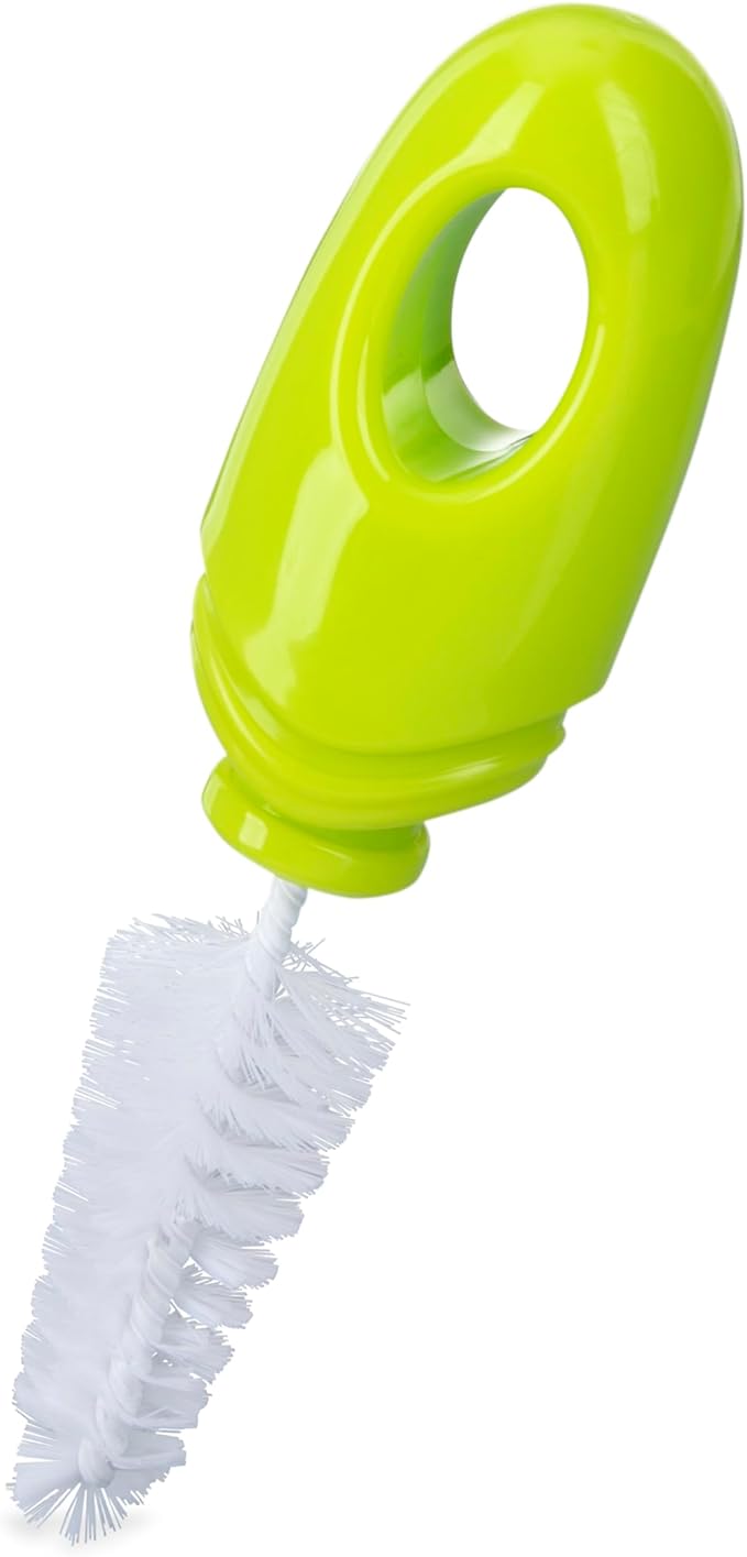 Nuby Bottle and Nipple Brush with Soft Bristles | 2 Pack: Blue & Grey or Pink & Lime | Accessory Cleaning Brush and Drying Stand