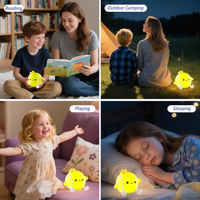 Cute Tennis Night Light, Nursery Night Lamp for Breastfeeding, Squishy Silicone LED Night Lamp, Rechargeable Touch Lamp Bedside Lamp, 2 Levels Dimmable, Room Decor Gifts for Girls Boys Kids Baby