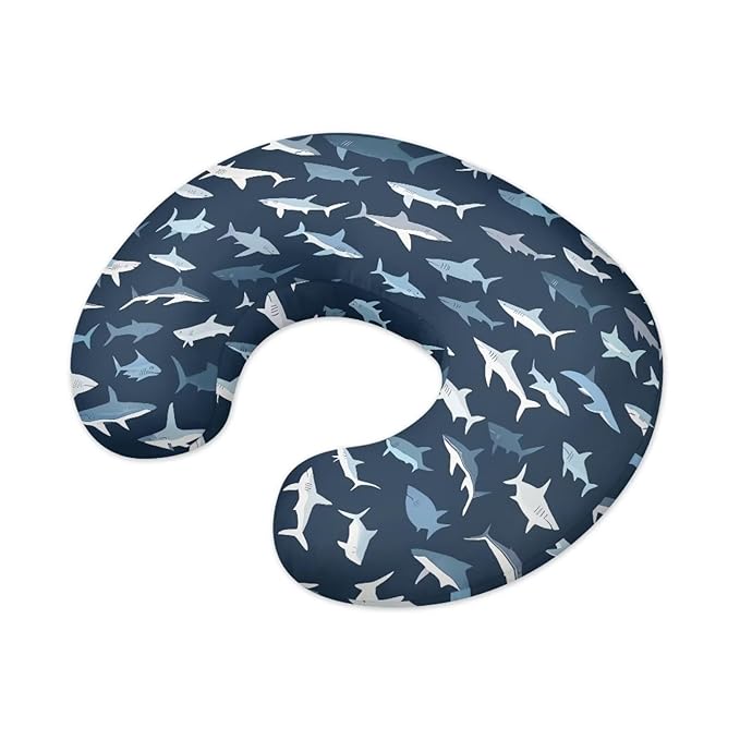 Shark Nursing Pillow Cover Stretchable Neutral Breastfeeding Pillow Slipcover for Baby Girl Boy Fits The Pillow for Breastfeeding and Bottle Feeding Nursing Pillow Case Blue