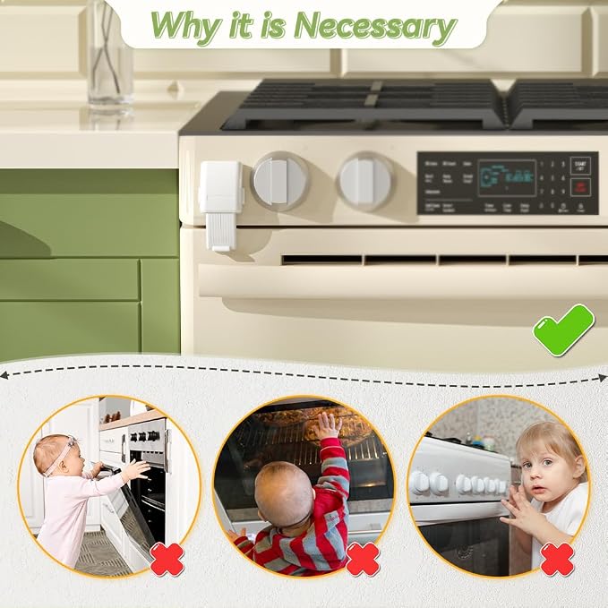 SAFELON 1 PC Baby Oven Lock, Childproof Oven Door Lock, Oven Safety Lock for Kids, Heat-Resistant, No Drilling (White)