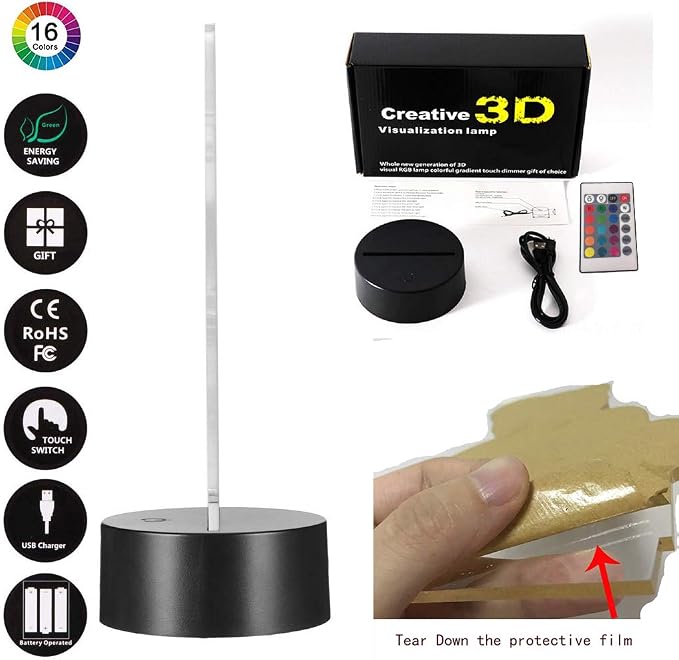 Groot 3D Night Light,Kids 7 Color Touching Decor Table Light,Optical Illusion 16 Colors Change with Remote Control Birthday Gifts for Baby Amazing Light (A 16 Color with RF)