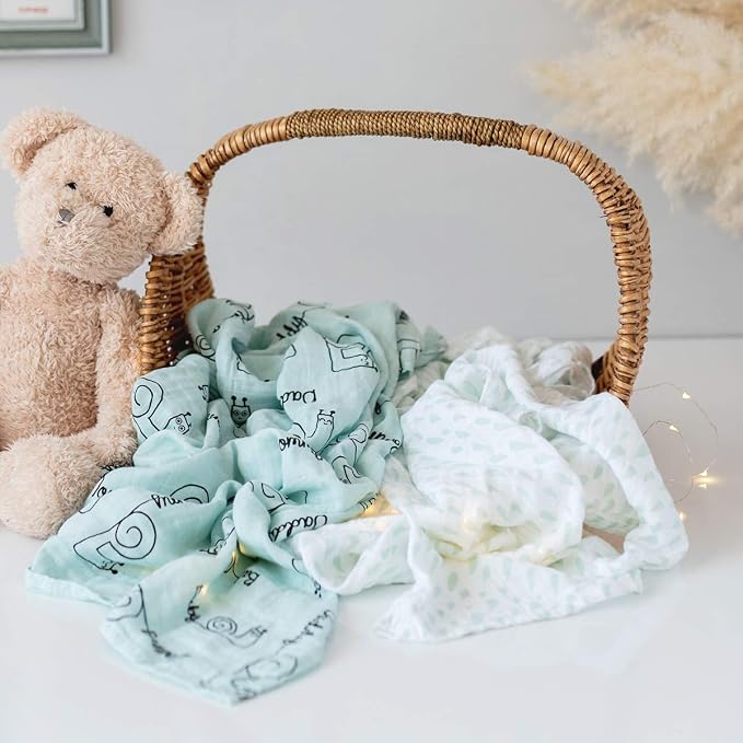 Milk&Moo Cacha Baby Swaddle Blanket, 100% Cotton, Muslin Swaddle Blankets, Ultra Soft, Breathable, Lightweight, Set of 2 Muslin Blanket for Boys and Girls Made in Turkiye
