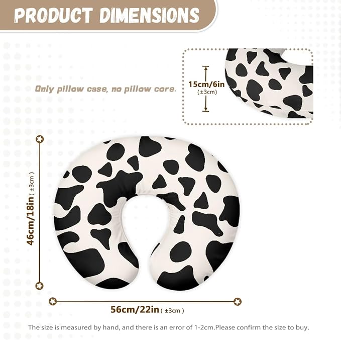 Cow Nursing Pillow and Positioner Detachable Original Breastfeeding Newborn Nursing Pillow Case U-Shaped Head Support Protector Cushion Essentials with Hidden Zipper