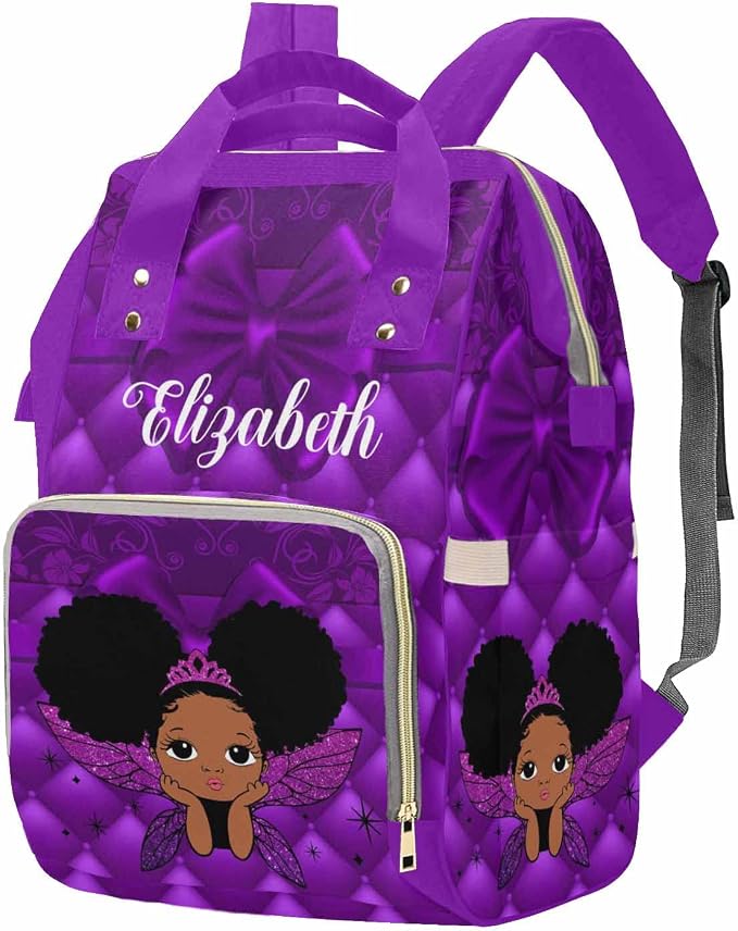 M YESCUSTOM Custom Name Diaper Bag Backpack Personalized Mommy Nursing Bag for Women Waterproof Large Capacity Travel Daypack Purple