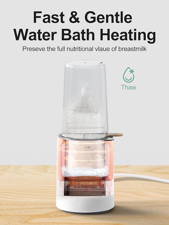MOMYEASY Fast 2-Minute Baby Bottle Warmer - Steam Heating for Breastmilk & Formula, Fits All Bottles, Precise Temp Control with Timer, Auto Shut-Off