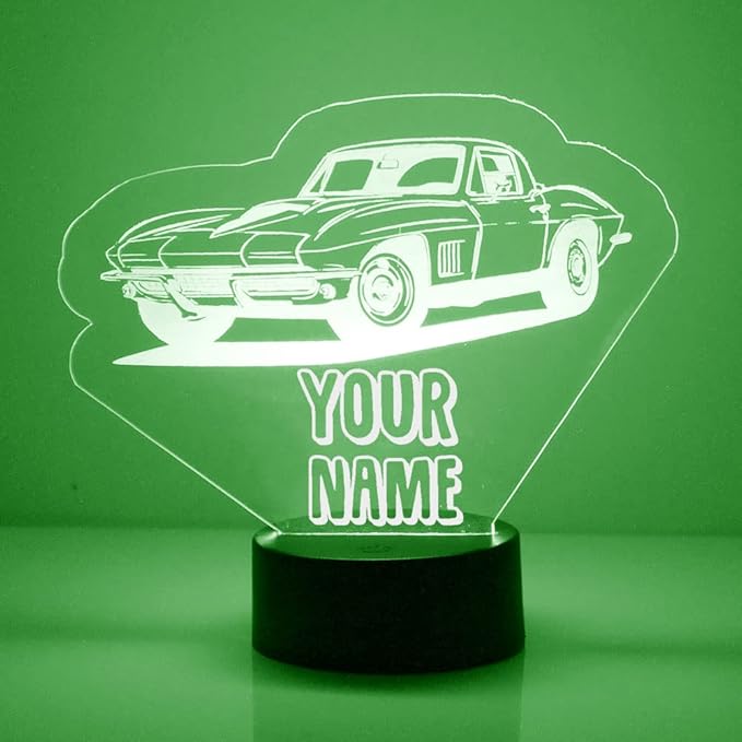 Cars Custom LED Sign Night Light Lamp with Remote - Personalized Name or Image Display, Clear Acrylic Light Up Home Decor, 16 Colors & 4 Modes - Made in the USA