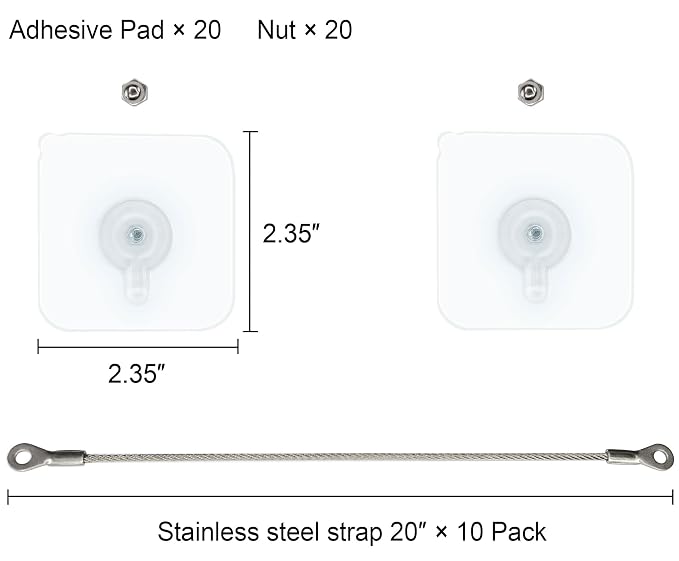 10 Pack, 20 inches Furniture Anchors Kit for Baby Proofing, Adhesive TV Safety Straps Use to Prevent Falling and Anti Tip, No Drill Dresser Or Cabinet to Wall Anchors (xicveiuz)