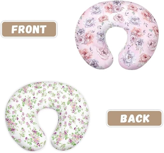 Rose Floral Nursing Pillow Covers Breastfeeding Pillow Slipcover for Baby Boys Nursing Pillow Slipcover for Girls Feeding Position Support Pillow Cover for 0-24 Months Infant